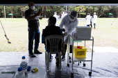Campanha de vacinação contra a Covid-19 no parque do Carmo